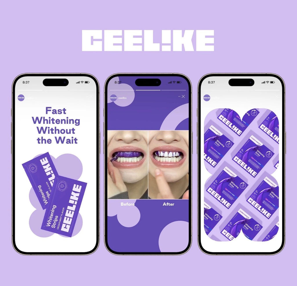 CEELIKE Purple Teeth Whitening Strips, PAP + nHAP, 42 strips (21 Treatment)