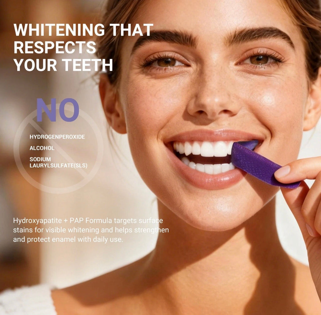 CEELIKE Purple Teeth Whitening Strips, PAP + nHAP, 42 strips (21 Treatment)
