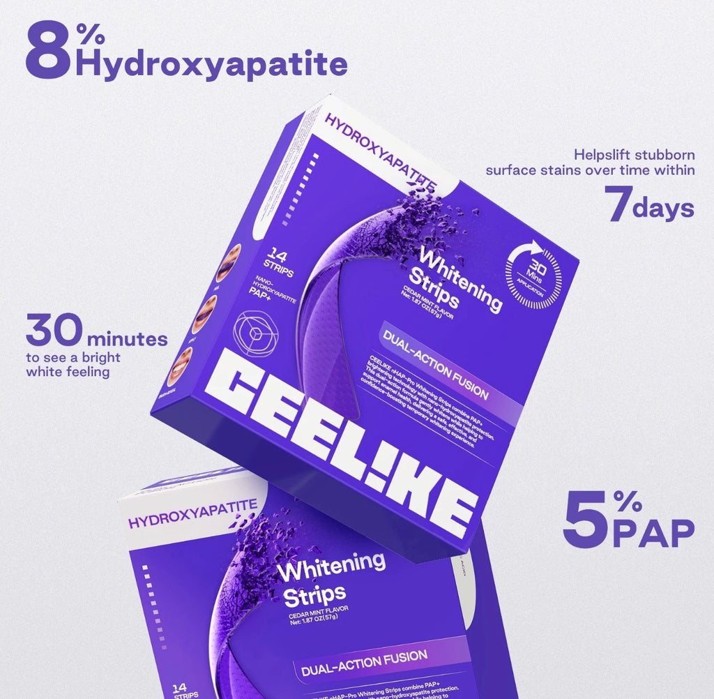 CEELIKE Purple Teeth Whitening Strips, PAP + nHAP, 42 strips (21 Treatment)