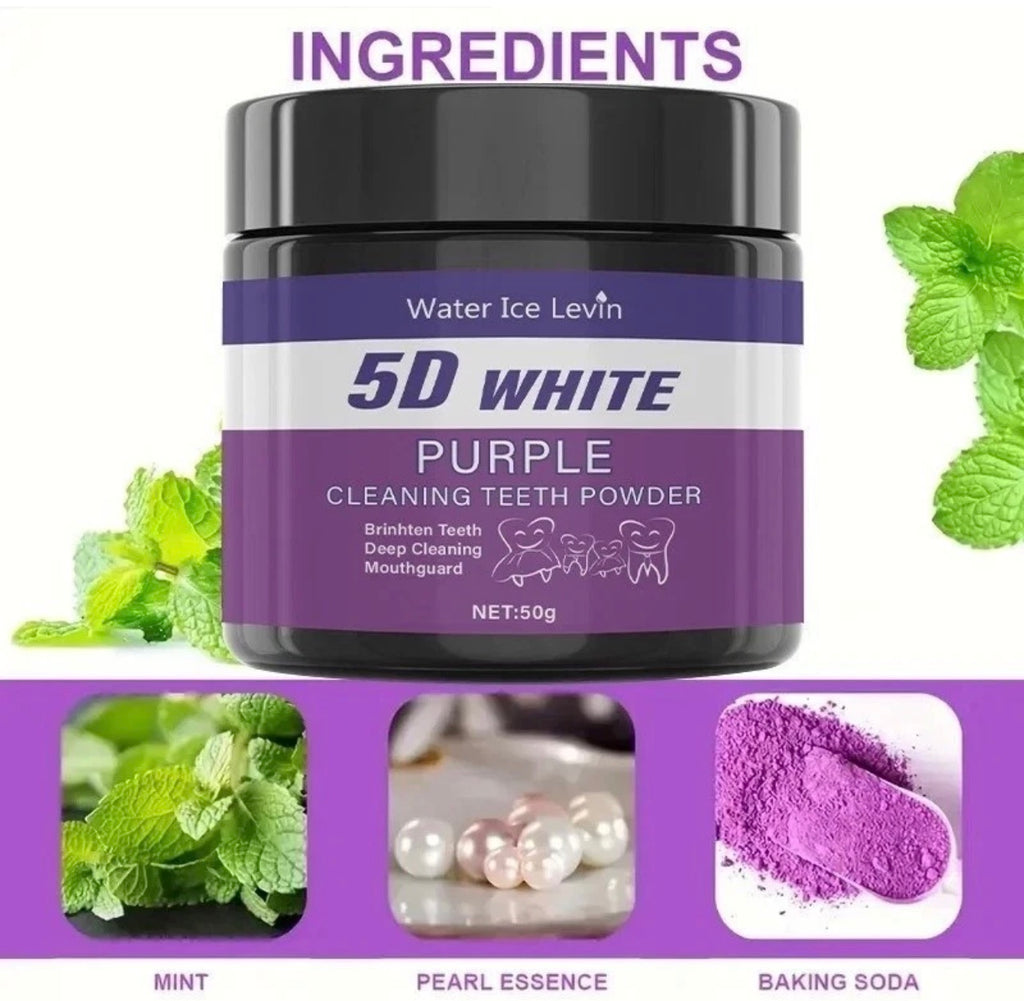 PURPLE TEETH WHITENING POWDER, 50G - DEEP CLEANSING AND Polishing POWDER